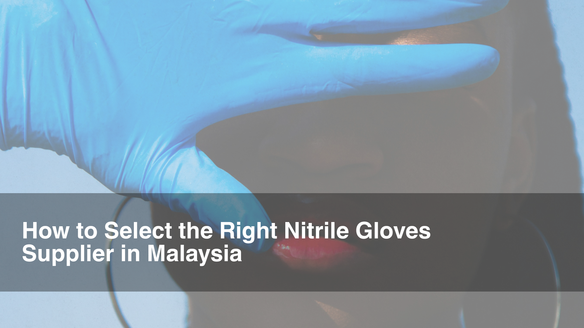Black woman with red lips holds nitrile glove over her eyes